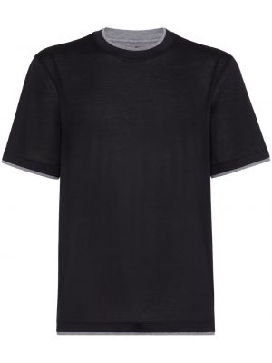Bavlněné hedvábné tričko Brunello Cucinelli černé