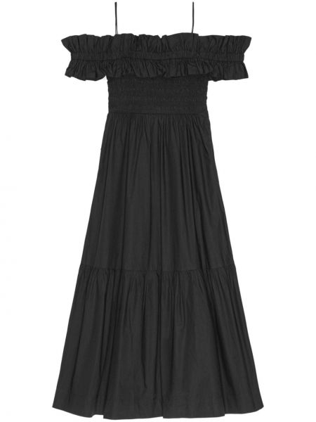 Βαμβακερή μάξι φόρεμα Ganni μαύρο