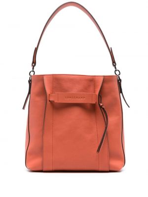 Usnjena nakupovalna torba Longchamp oranžna