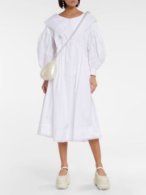 Памучна миди рокля с дантела Simone Rocha бяло