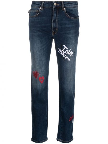 Slank brodert skinny jeans Love Moschino blå