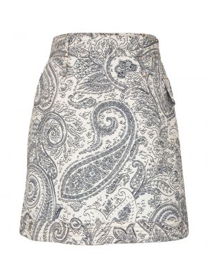 Bavlněné mini sukně s potiskem s paisley potiskem Etro bílé