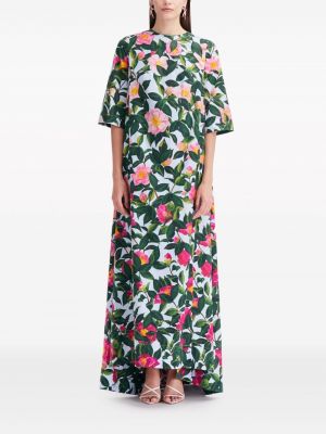 Květinové bavlněné šaty s potiskem Oscar De La Renta růžové