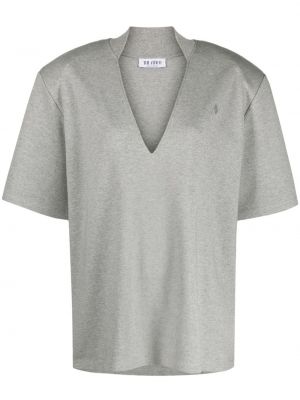Bavlnené tričko s výstrihom do v The Attico sivá