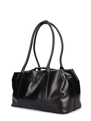 Kožená nákupná taška Mm6 Maison Margiela čierna