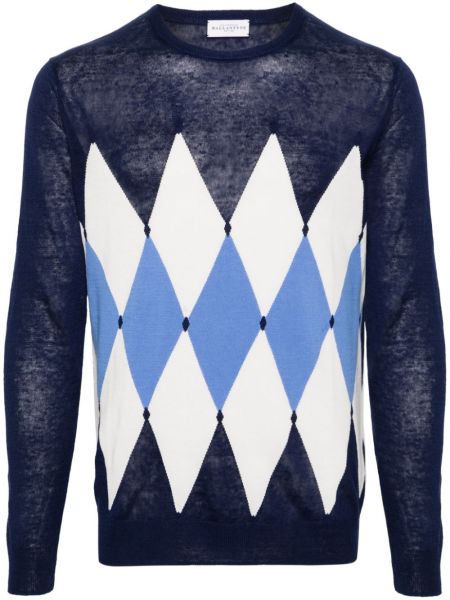 Lniany sweter z wzorem argyle Ballantyne