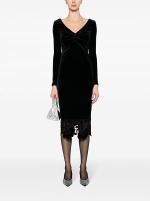 Sukienka koktajlowa z dekoltem w serek koronkowa Nissa czarna