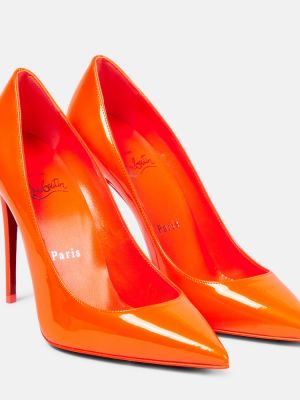 Pantofi cu toc din piele de lac Christian Louboutin portocaliu