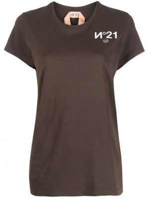 Памучна тениска с принт N°21 кафяво