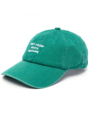 Haftowana czapka z daszkiem bawełniana Drole De Monsieur zielona