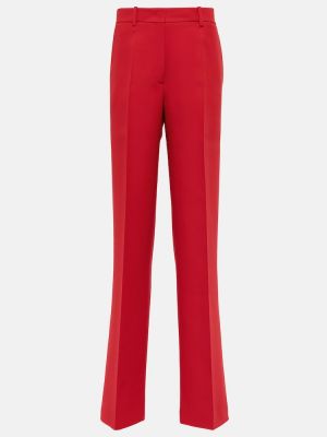 Pantaloni cu picior drept de lână de mătase Valentino roșu