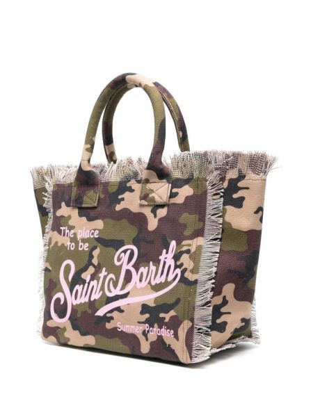 Shopper handtasche mit camouflage-print Mc2 Saint Barth grün
