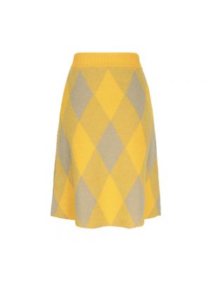 Falda midi de lana Burberry amarillo