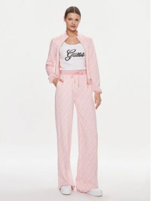 Rovné kalhoty Guess růžové