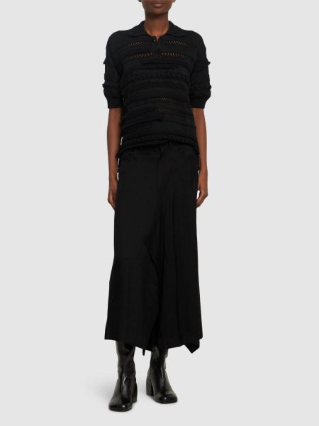 Ažūrinis džersis polo marškinėliai trumpomis rankovėmis Yohji Yamamoto juoda