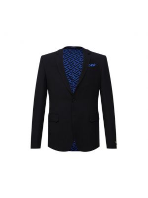 Шерстяной пиджак из вискозы Versace синий