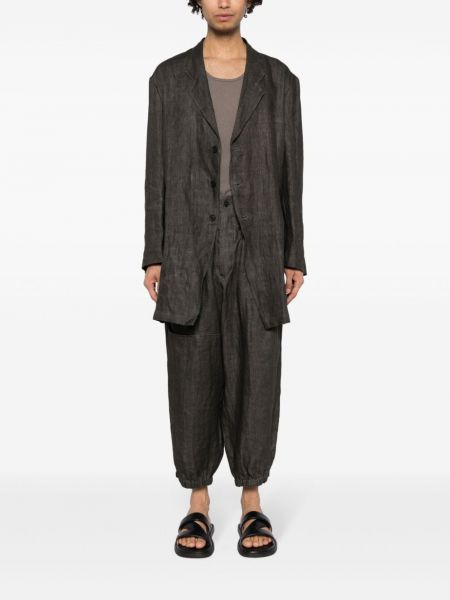 Lniane spodnie Yohji Yamamoto szare