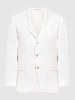 Белый льняной пиджак Brunello Cucinelli