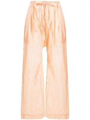 Hedvábné rovné kalhoty s nízkým pasem Christian Wijnants oranžové