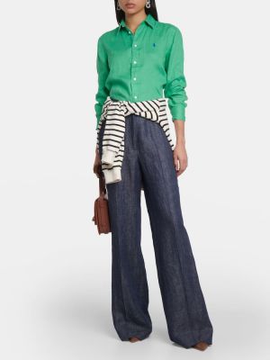 Lininė marškiniai Polo Ralph Lauren žalia