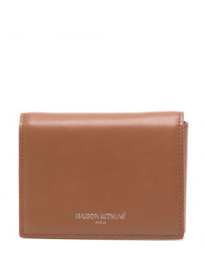 Kožená peňaženka s potlačou Maison Kitsuné hnedá