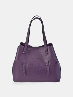 Bolsa de hombro de cuero Pierre Cardin violeta