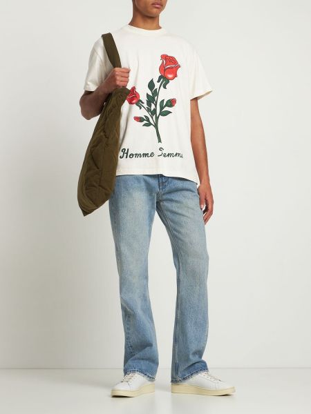 Džerzej bavlnené tričko s potlačou Homme + Femme La béžová