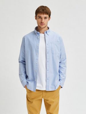 Camisa de algodón Selected azul