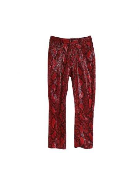 Spodnie skórzane Maison Margiela Pre-owned czerwone
