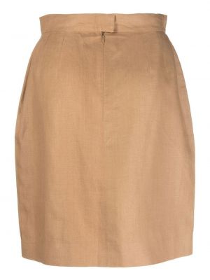 Lininis sijonas Chanel Pre-owned smėlinė