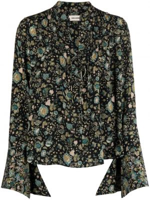 Svilena bluza s cvetličnim vzorcem s potiskom Zadig&voltaire črna