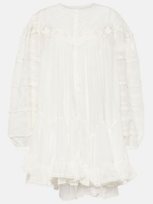 Robe mi-longue en soie en coton Isabel Marant blanc