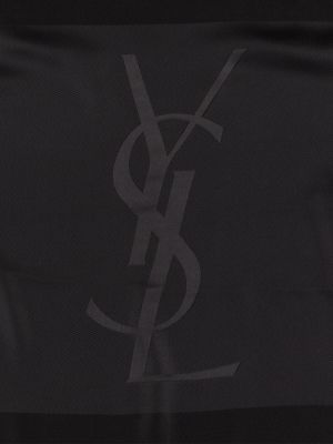 Fular de mătase din jacard Saint Laurent negru