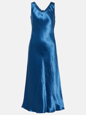 Атласное платье-комбинация миди Talete MAX MARA синий