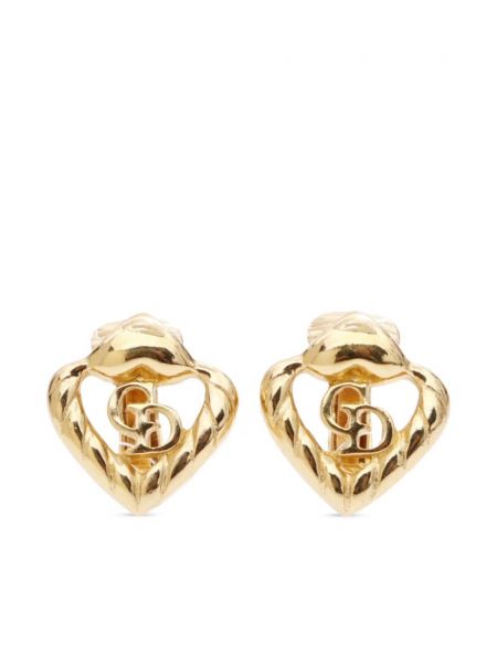 Boucles d'oreilles de motif coeur Christian Dior Pre-owned doré