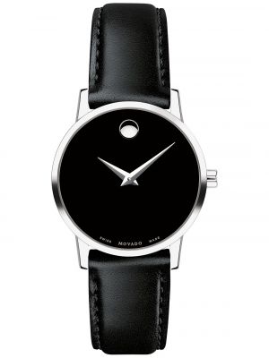 Женские часы Swiss Museum с классическим черным кожаным ремешком, 28 мм Movado
