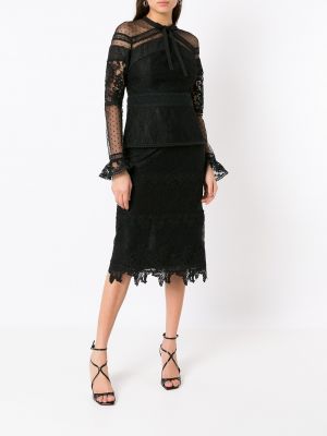 Černé krajkové midi sukně Martha Medeiros