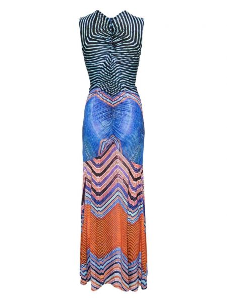 Sukienka długa z nadrukiem w abstrakcyjne wzory Ulla Johnson niebieska