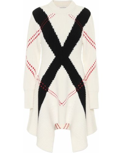 Аргайл вълнен пуловер Alexander Mcqueen бяло