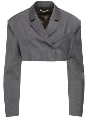 Pruhovaná vlnená bunda Alessandro Vigilante sivá