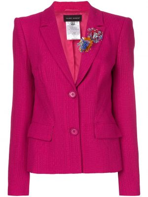 Приталенный пиджак в цветочный принт в бусинах Talbot Runhof, розовый