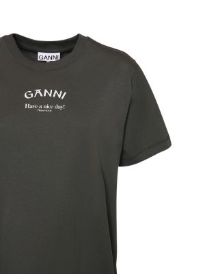 Laza szabású jersey póló nyomtatás Ganni szürke