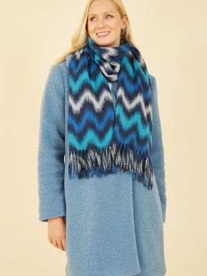 Синий шарф с зигзагообразным принтом Yumi