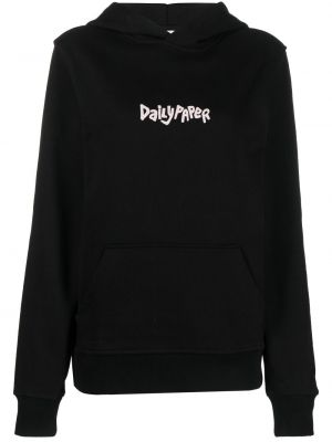 Pamučna hoodie s kapuljačom s printom Daily Paper crna