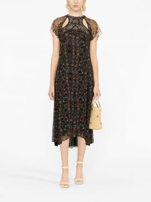 Midi šaty s potiskem s paisley potiskem Isabel Marant černé