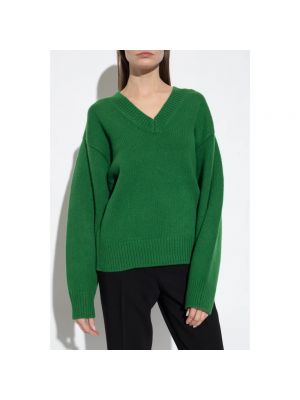 Suéter con escote v Totême verde