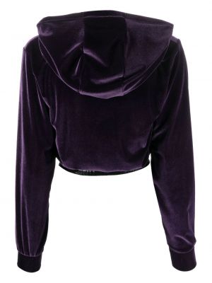 Veliūrinis džemperis su gobtuvu Philipp Plein violetinė