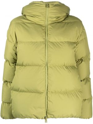 Péřová bunda na zip s kapucí Herno zelená
