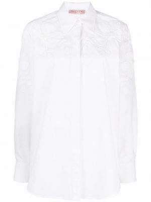 Памучна риза на цветя Valentino Garavani бяло