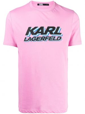 Тениска с принт Karl Lagerfeld розово